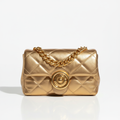 Elara Quilted Flap Bag Gold – Studio Hero Shot