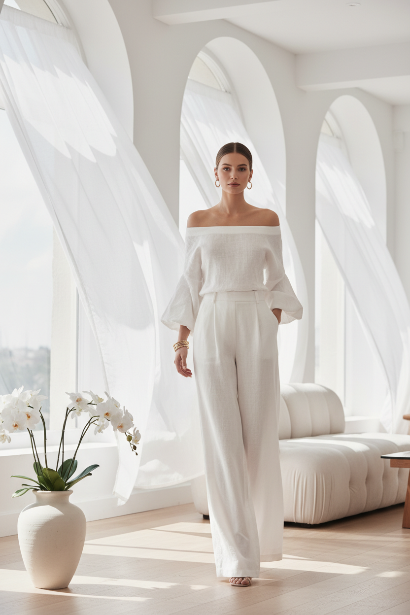 Off-Shoulder Wide-Leg Co-ord Set